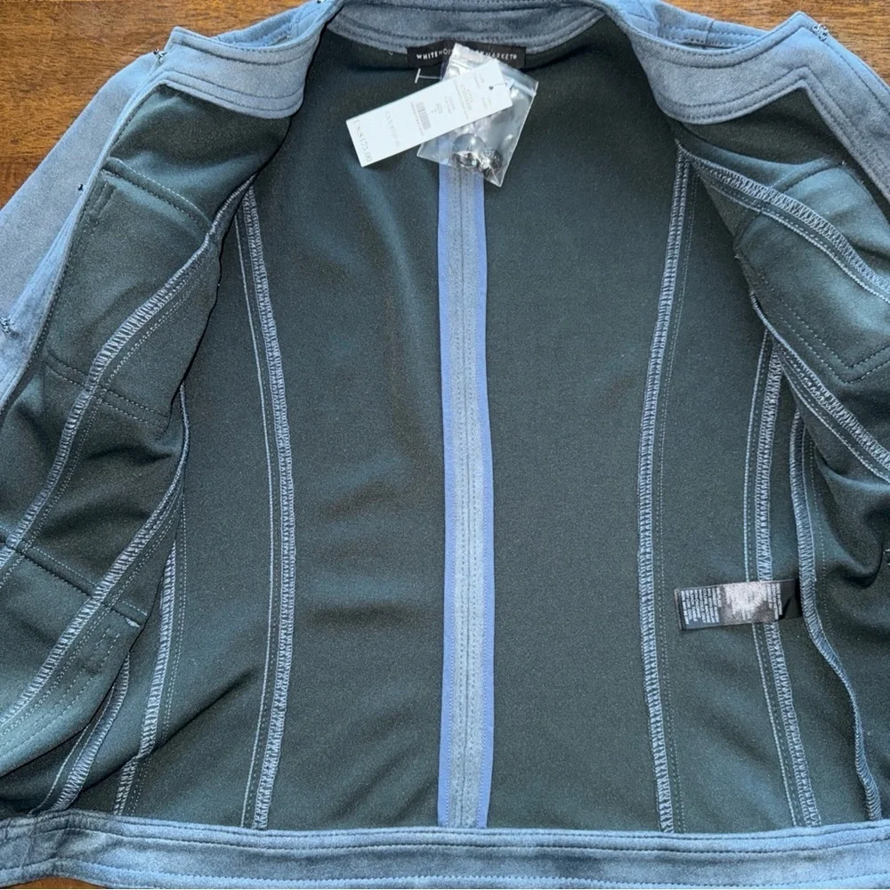 NWT $175 White House Black Market Indigo Blue Ultrasuede Studded Jacket Size 2 - Picture 8 of 13
